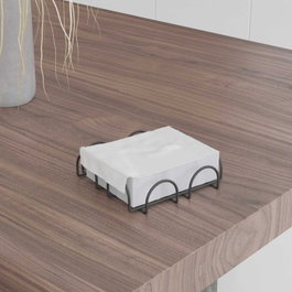 Hermia SM022-B Servilletero Negro Elegante de Metal para Mesa de Comedor, Diseño Sofisticado y Duradero, 18x18x2 cm